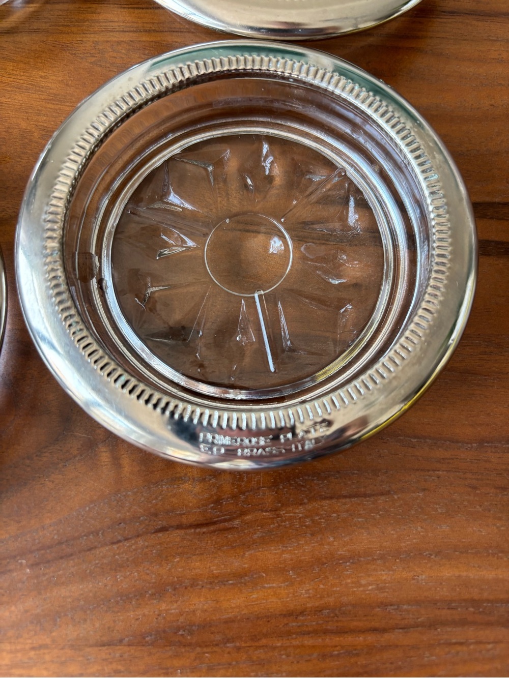 Primerose Plate Silver-Plated Glass Coasters - set of 4 - Picture 3 of 5